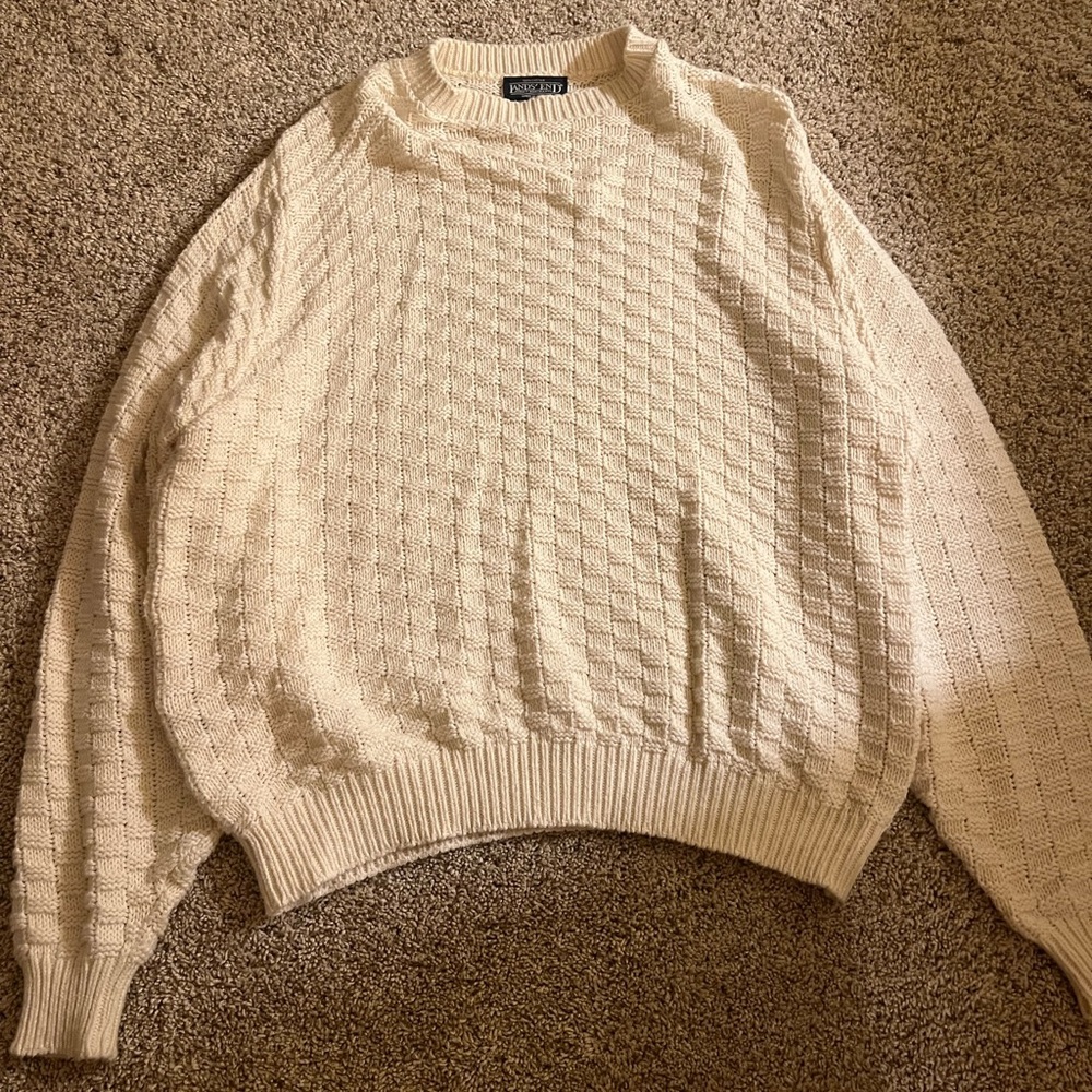 Lands' End Textured Cream Sweater